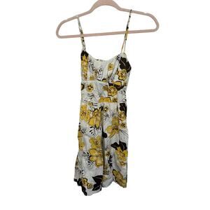 Y2K Ruby Rox Yellow Brown Babydoll Floral Flower Cami Dress Juniors 9 / Small